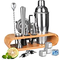 DINOKA Coctelera Set De Acero Inoxidable ，Coctelera para Cóctel 750ml con Soporte De Madera- Kit Barman Profesional o…